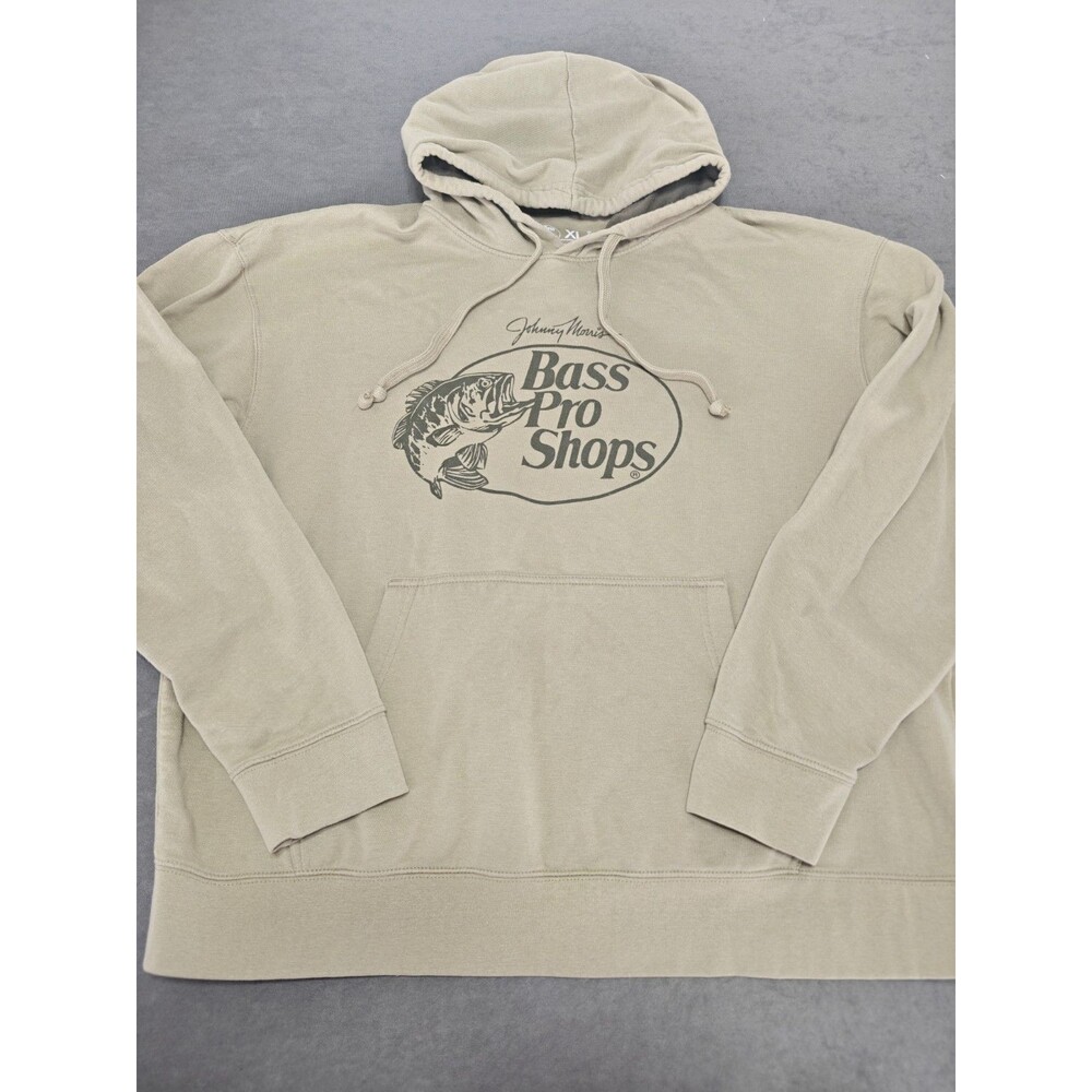 Bass Pro Shops Johnny Morris Men's XL Tan Fishing Fish Logo Pullover Hoodie